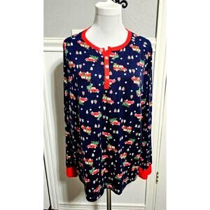 Pajamarama Mens Large Christmas Truck and Tree Nightshirt